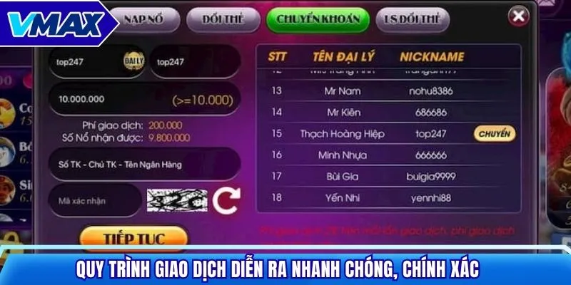 Quy trình giao dịch diễn ra nhanh chóng, chính xác
